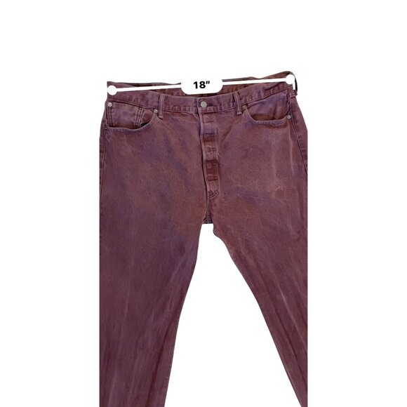 Levis 501 Mens Jeans red wash Denim Button Fly Straight Leg red wash - Picture 3 of 13